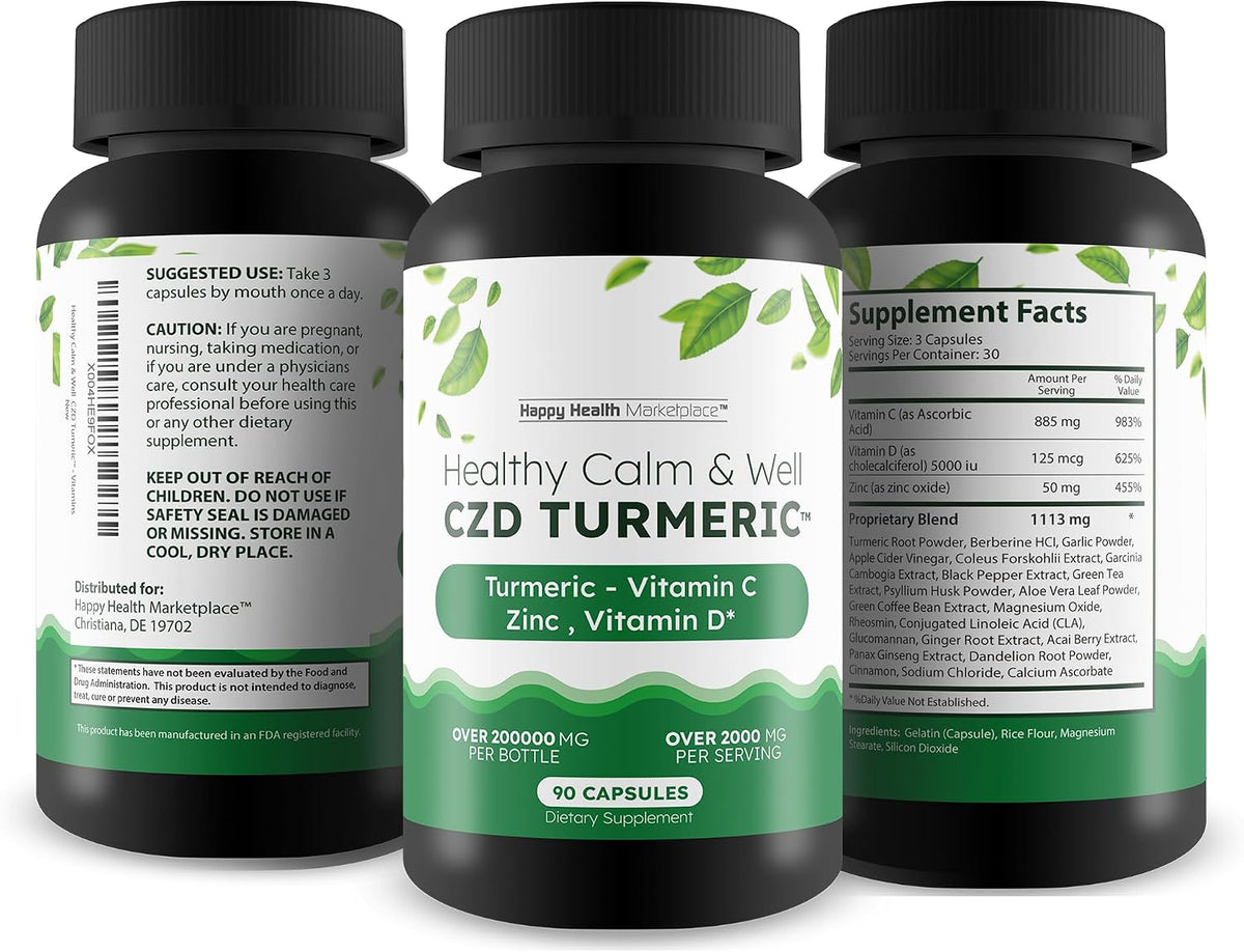Healthy Calm & Well CDZ Capsules - Immune Support with Vitamin C, D, Zinc, Turmeric and Magnesium - görsel 4