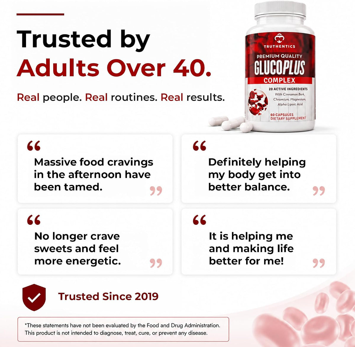 Truthentics GlucoPlus Metabolic Support - Cinnamon, Chromium, Gymnema, 60 Capsules - görsel 6