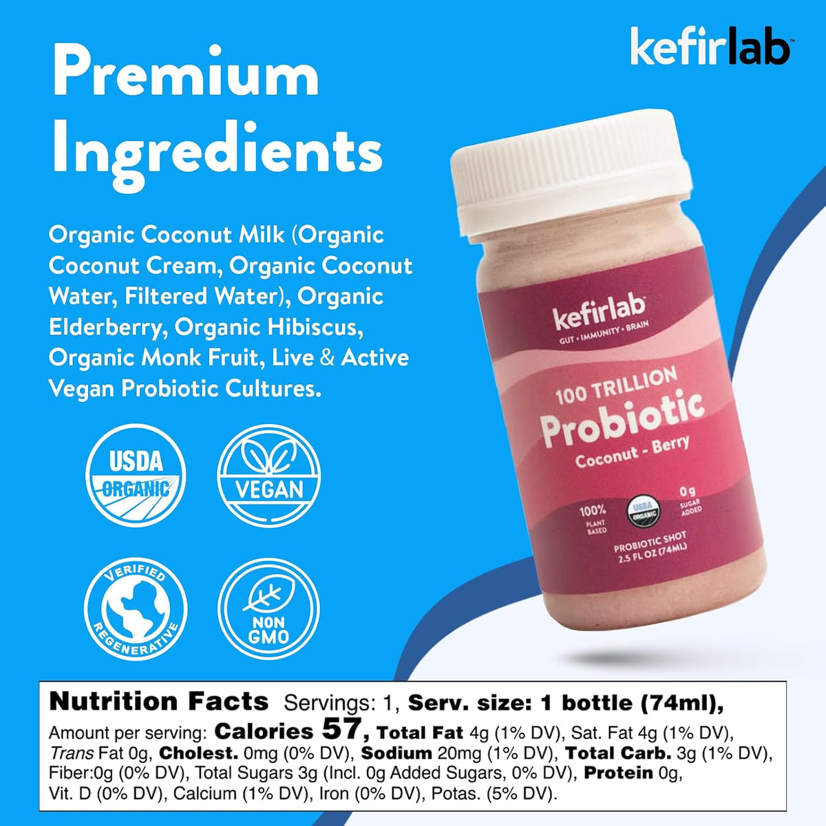 KefirLab Probiotics 100 Trillion CFU - 36 Strains - Vegan & Organic - Berry Flavour (16-Pack) - görsel 2