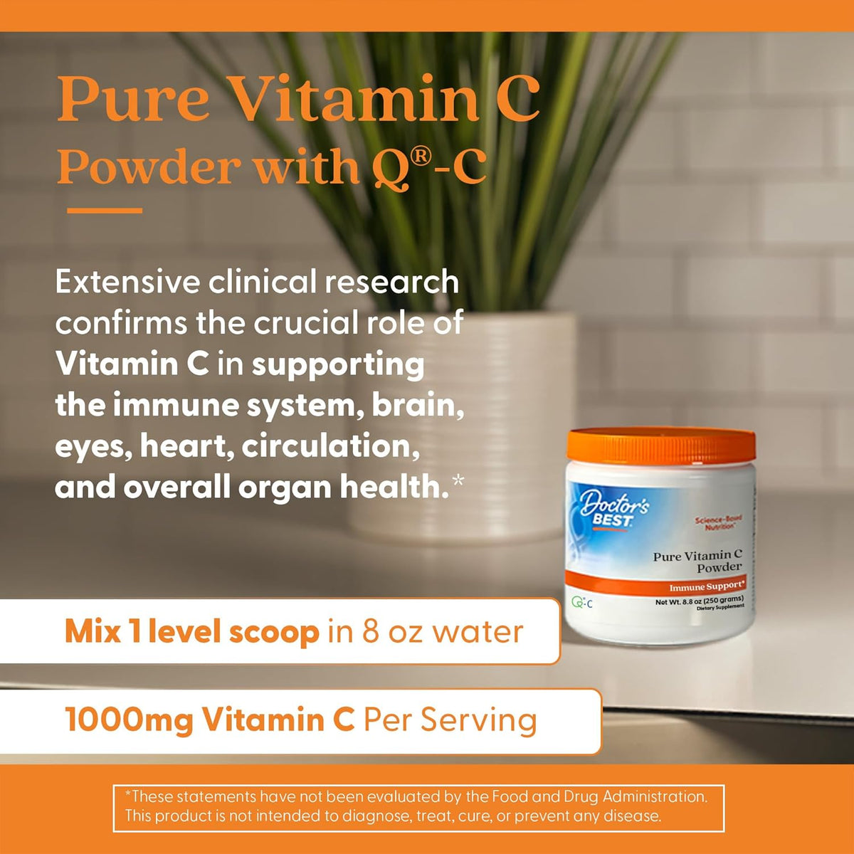 Doctor's Best Vitamin C Powder with Q-C, 250g - görsel 4