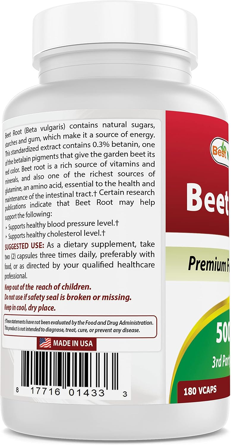 Best Naturals Beet Root Powder 500 mg 180 Capsules (180 Count (Pack of 2)) - görsel 7