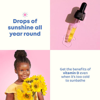 JoySpring Vitamin D3 Kids Drops with K2 – Liquid Supplement for Calcium Absorption & Joint Health – 360 Doses (60 ml)