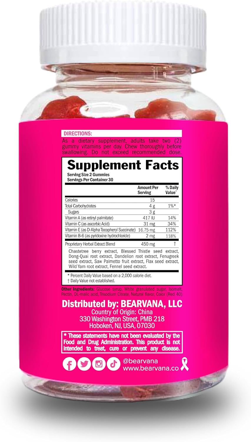 BEARVANA Women's Multivitamin Gummies - Berry Flavour - 60 Gummies - görsel 3