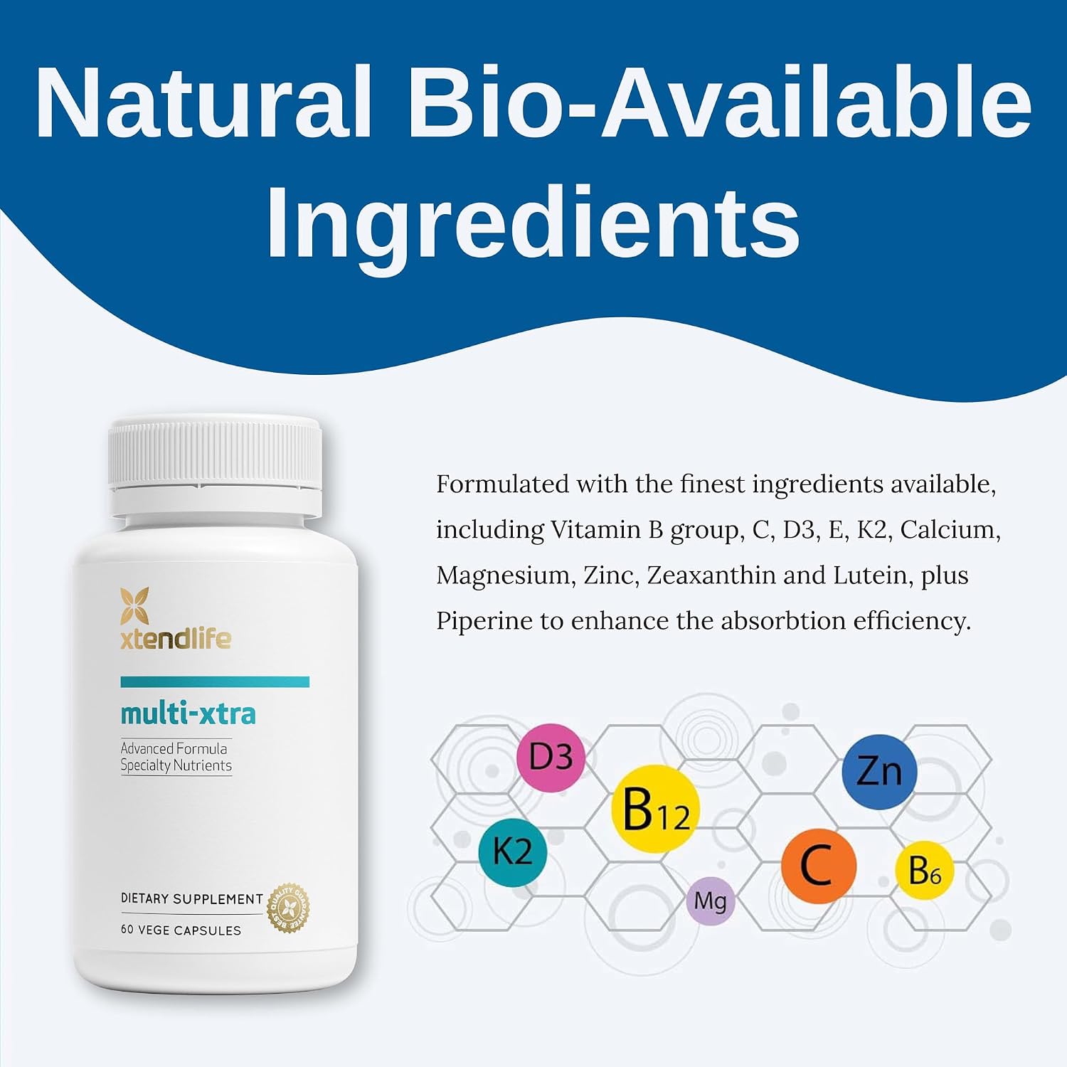 Xtendlife Multi-Xtra Multivitamin - 40+ Bio-available Vitamins, Minerals, Antioxidants & Herbs - 30 Day Supply - görsel 3