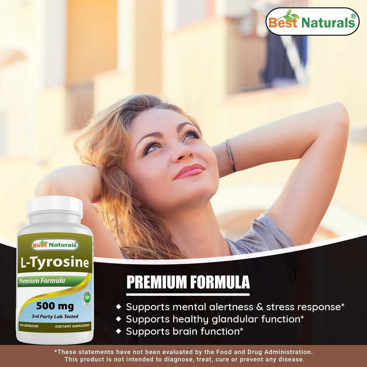 Best Naturals L-Tyrosine 500 mg – 90 Capsules (3-Pack) - görsel 5