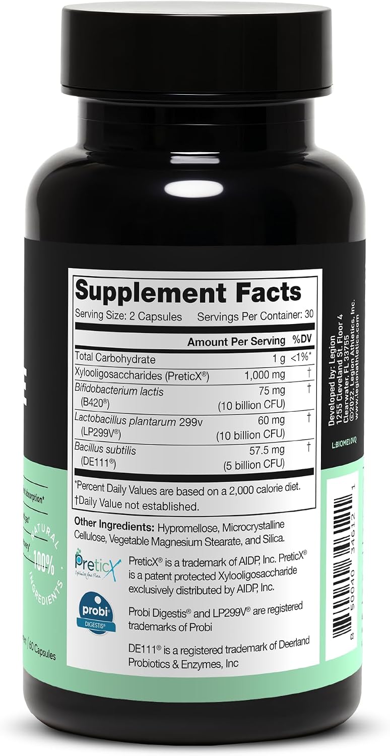 LEGION Biome Probiotic – Natural Gut Health Supplement for Men & Women | Probiotic Capsules to Support Digestion, Reduce Bloating & Gas – 30 Servings - görsel 3