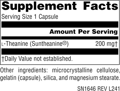 Source Naturals Serene Science L-Theanine, Made with Suntheanine, for Calm Focus and Normal Sleep, 200 mg - 60 Capsules
