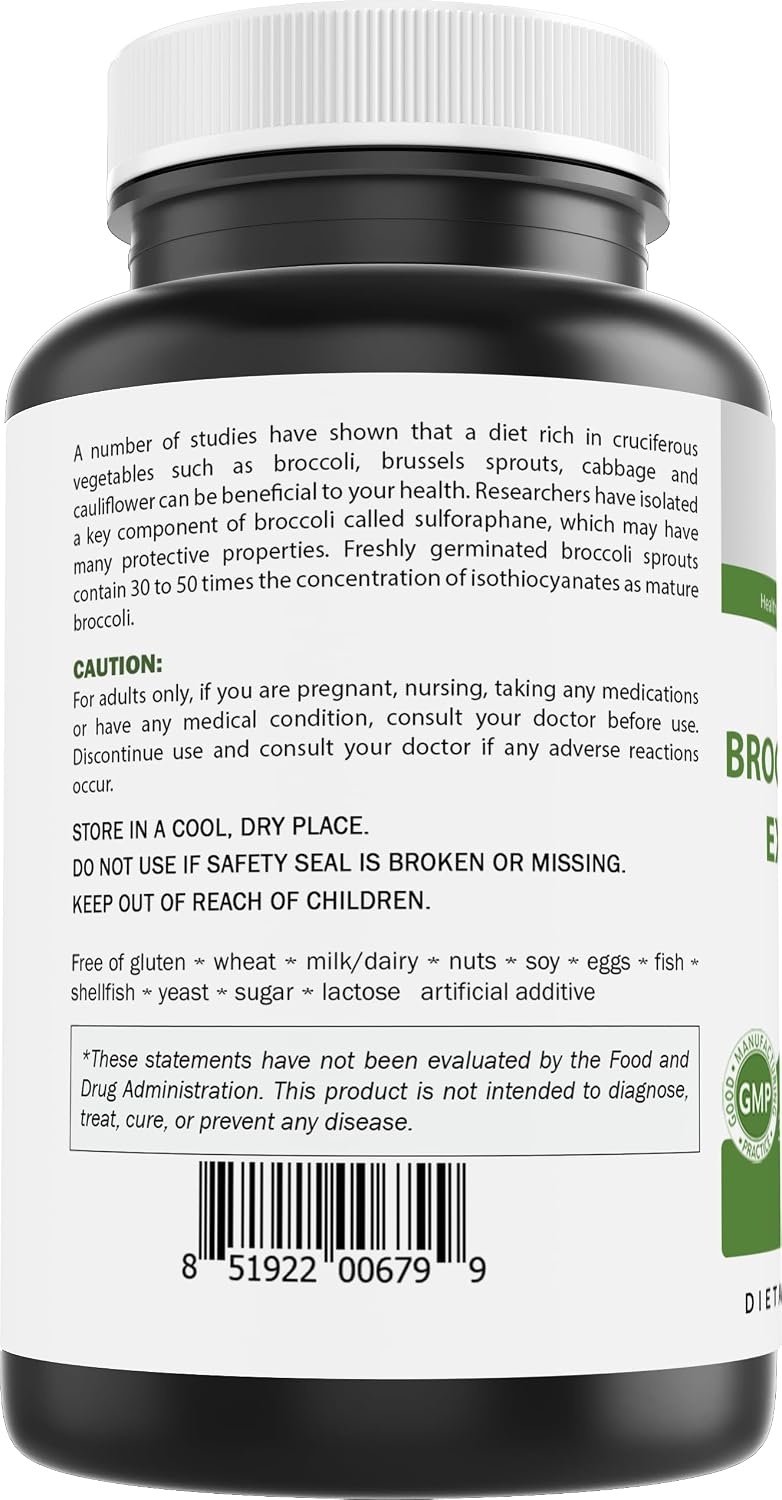 Brieofood Broccoli Sprout Extract 4:1, 1000 mg per Serving - 240 Capsules - görsel 3