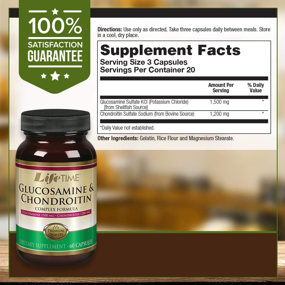 LIFETIME Glucosamine Chondroitin Complex – 1500mg Glucosamine & 1200mg Chondroitin, 60 Capsules - görsel 2