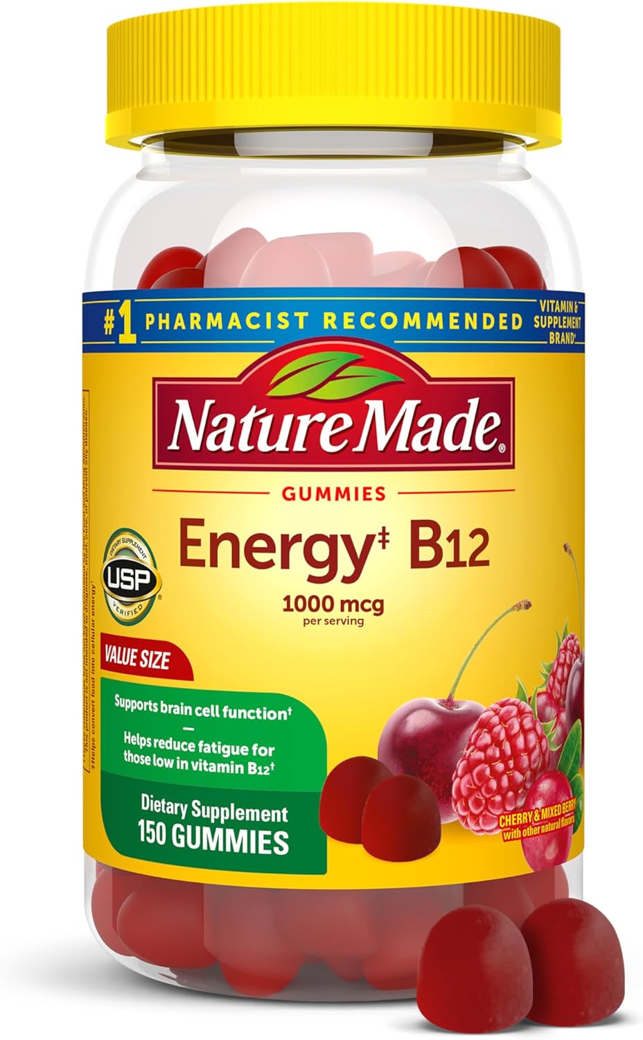 Nature Made Vitamin B12 Gummies – 1000 mcg, 150 Gummies (75-Day Supply) - görsel 1