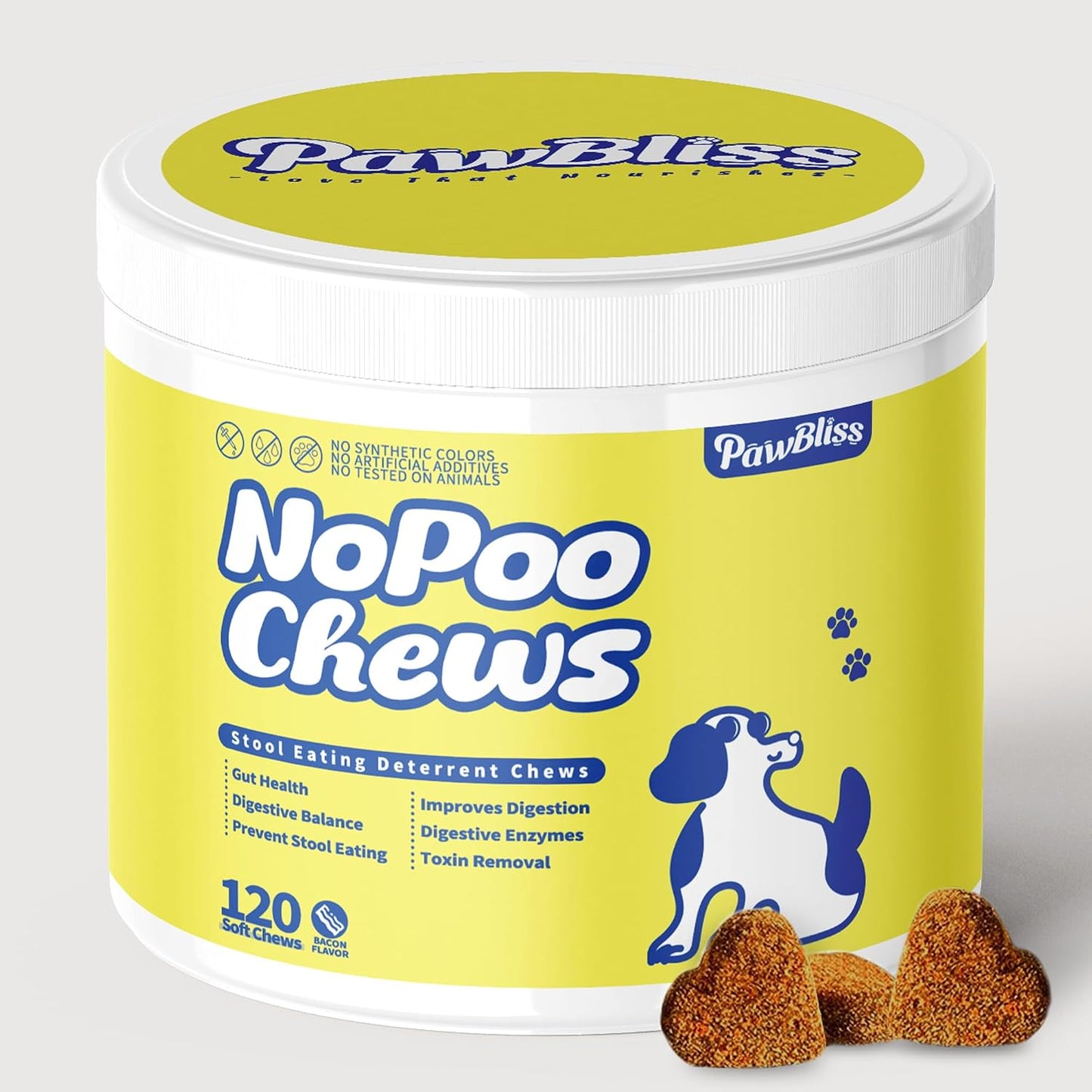 No Poo Chews for Dogs – Stop Poo Eating with Coprophagia Deterrent – Probiotic & Enzyme Soft Chews – Digestive & Breath Support – 120 Bacon-Flavoured Chews - görsel 7