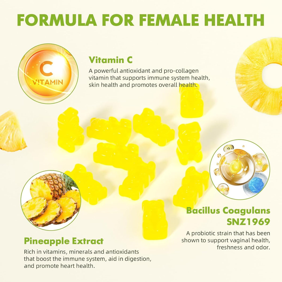 softbear Premium Feminine Balance Gummies – Pineapple Flavour for pH Balance - görsel 3