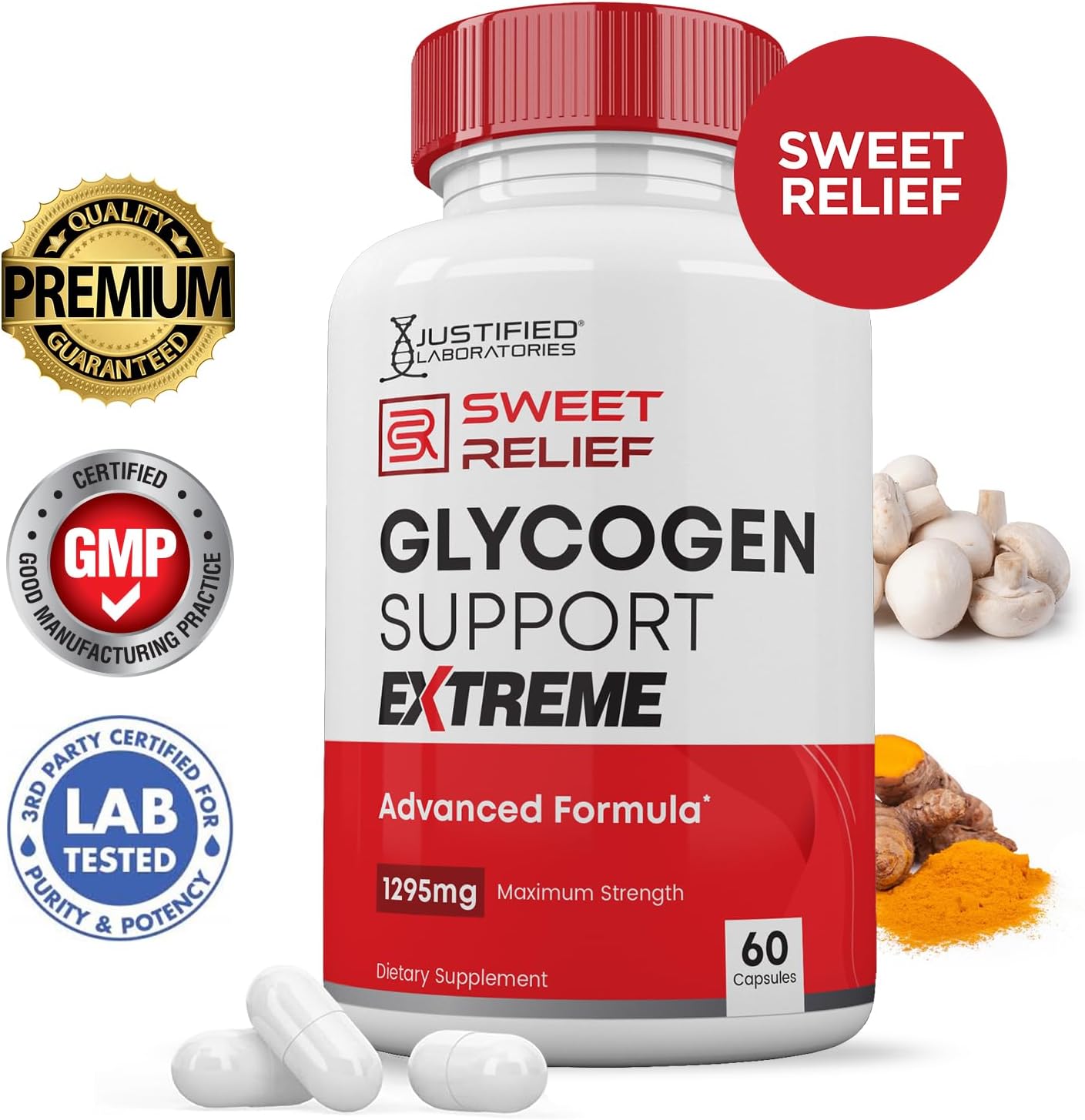 Justified Laboratories Sweet Relief Glycogen Support Extreme - 1295mg Herbal & Vitamin Blend, 120 Capsules (Twin Pack) - görsel 3