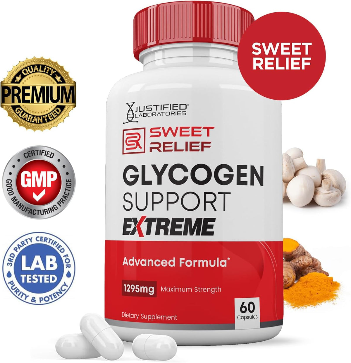 Justified Laboratories Sweet Relief Glycogen Support Extreme - 1295mg Herbal & Vitamin Blend, 120 Capsules (Twin Pack) - görsel 3