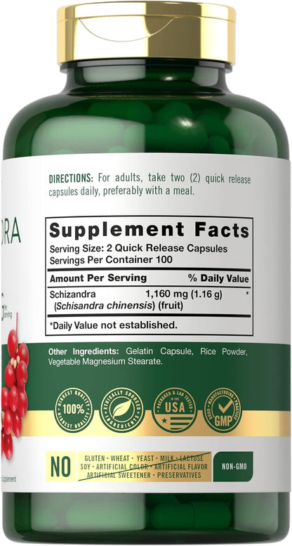 Carlyle Schisandra Supplement 1160 mg | 200 Capsules | Berry Fruit Extract | Non-GMO & Gluten-free