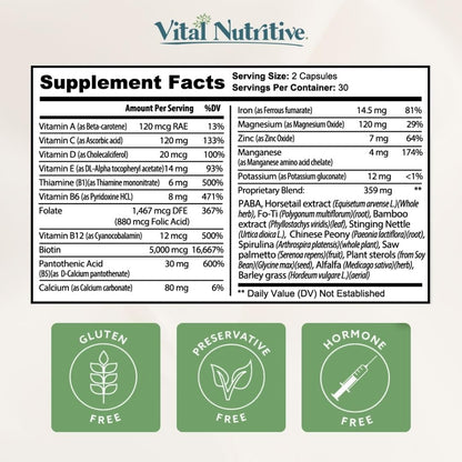 VITAL NUTRITIVE Vital Hair Complex - Hair Growth Supplement with Biotin and Vitamin B