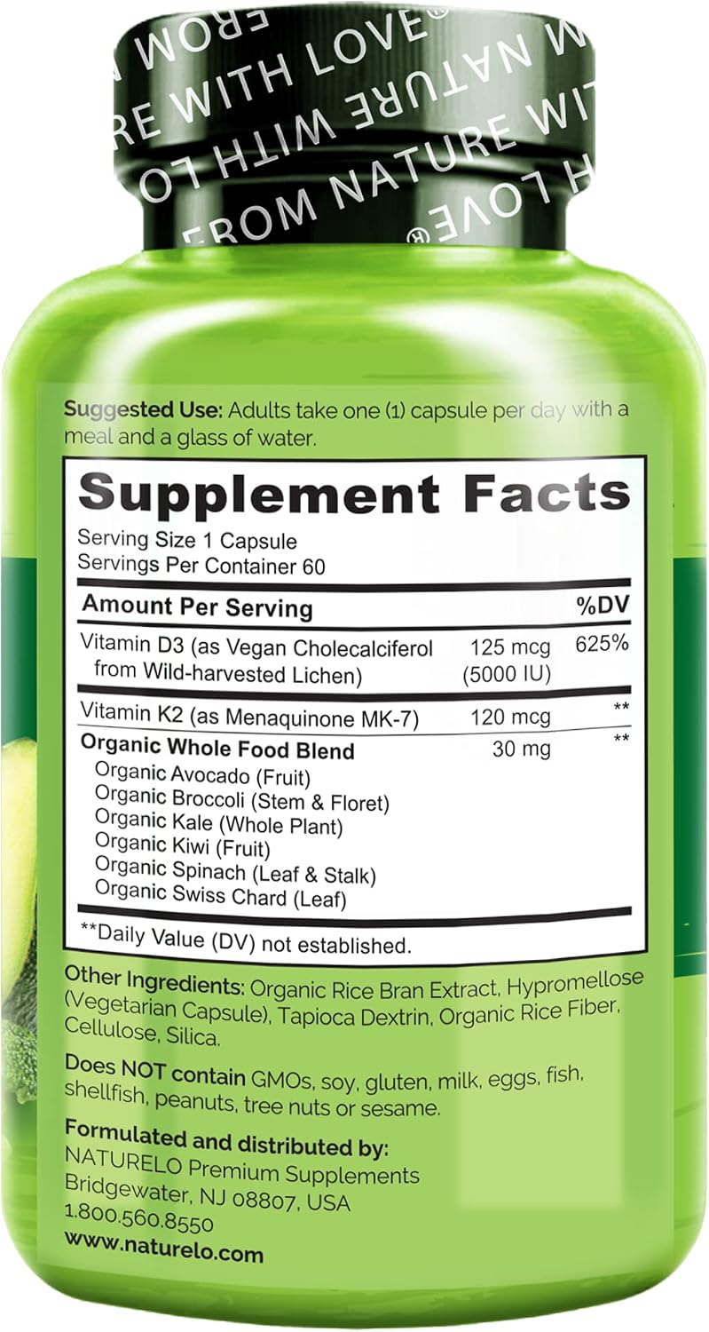 NATURELO Vitamin D3 K2 - Vegan D3 from Lichen with K2 MK-7, 120 Capsules (2-Pack) - görsel 9