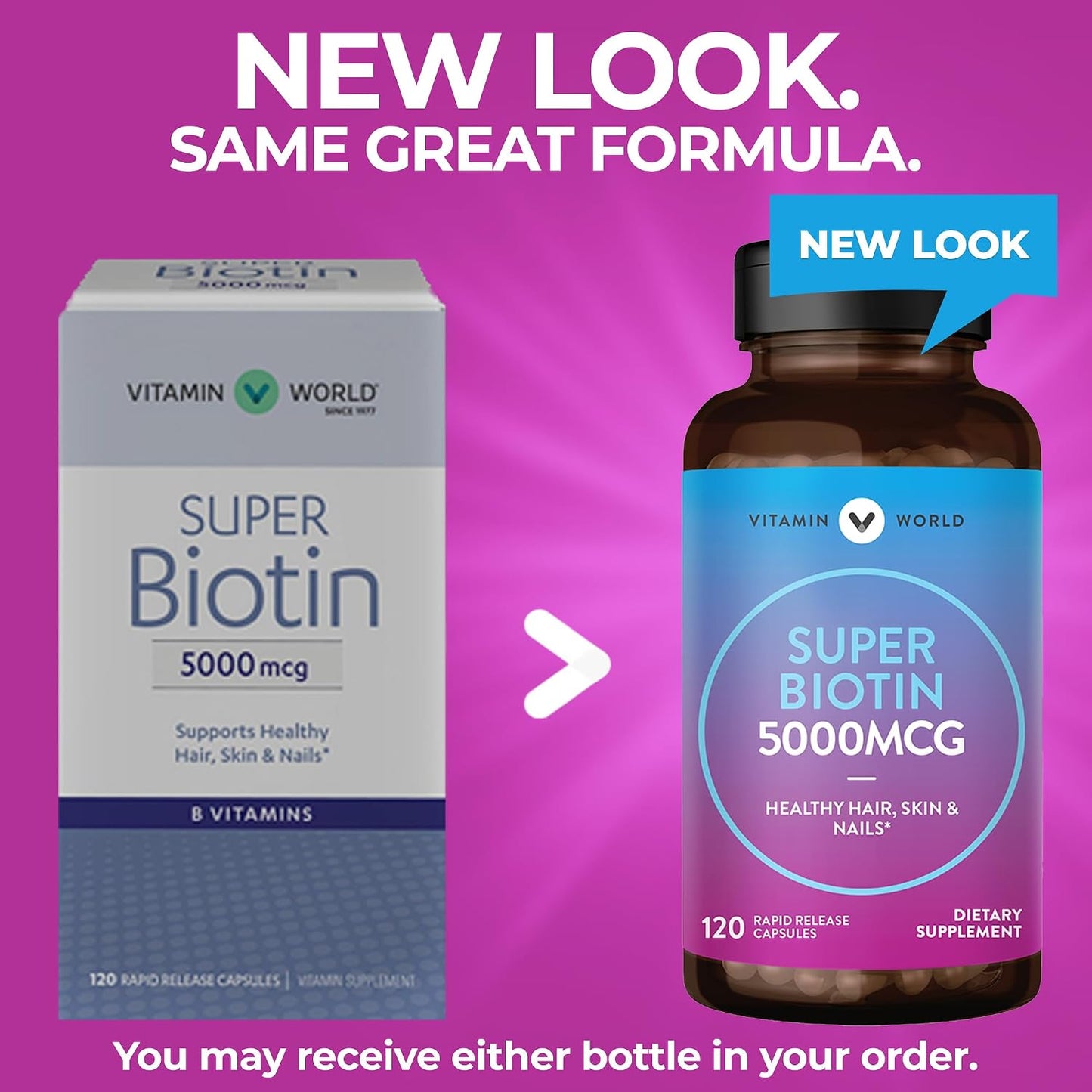 Vitamin World Super Biotin 5000 mcg, 120 Rapid-Release Capsules - görsel 3