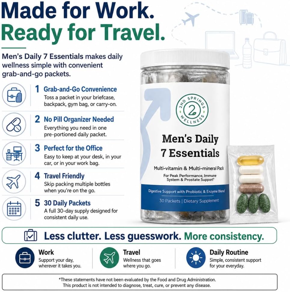 2nd Springs Daily 7 Essentials Men's Vitamin Pack - 30 Sachets - görsel 4