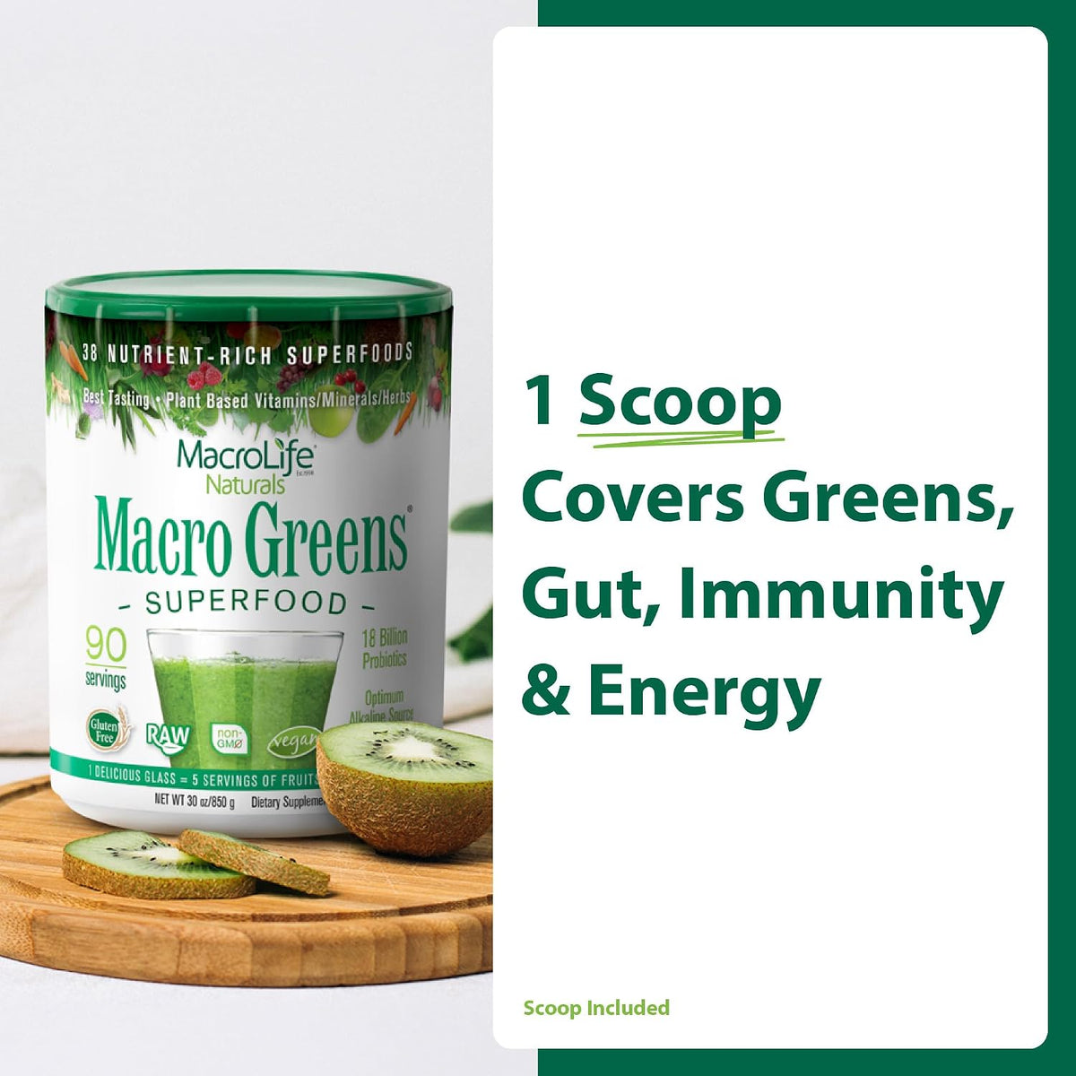 MacroLife Naturals Macro Greens Superfood Powder, 850 g - görsel 3
