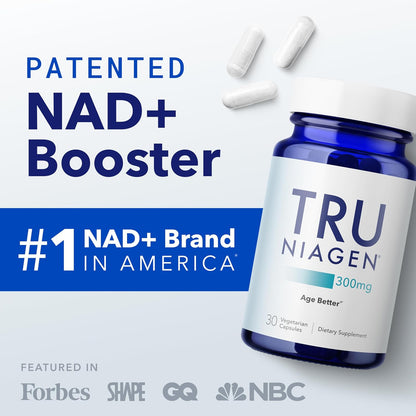 TRU NIAGEN Patented NAD+ Supplement, 300mg Niagen, 30 Servings (2 Bottles)