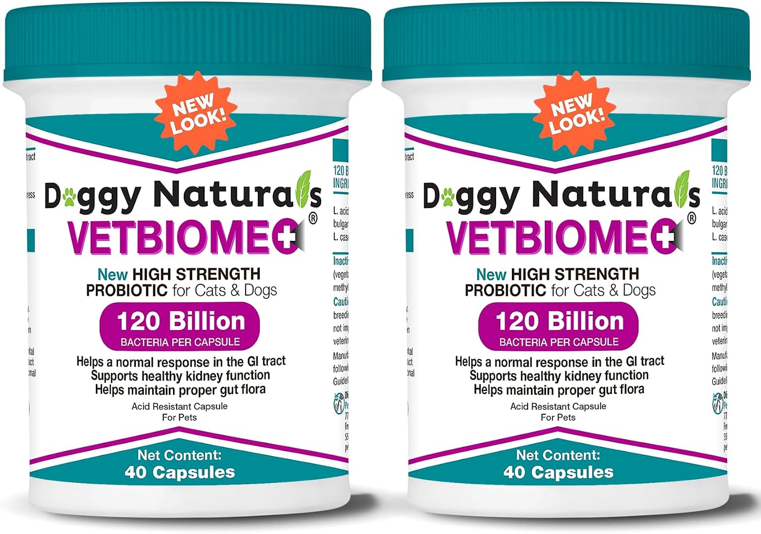 Vetbiome Plus High Strength Probiotics for Pets (80 Capsules) - 120 Billion CFU, 9-Strain Formula – Third-party Tested - Made in the USA - görsel 1