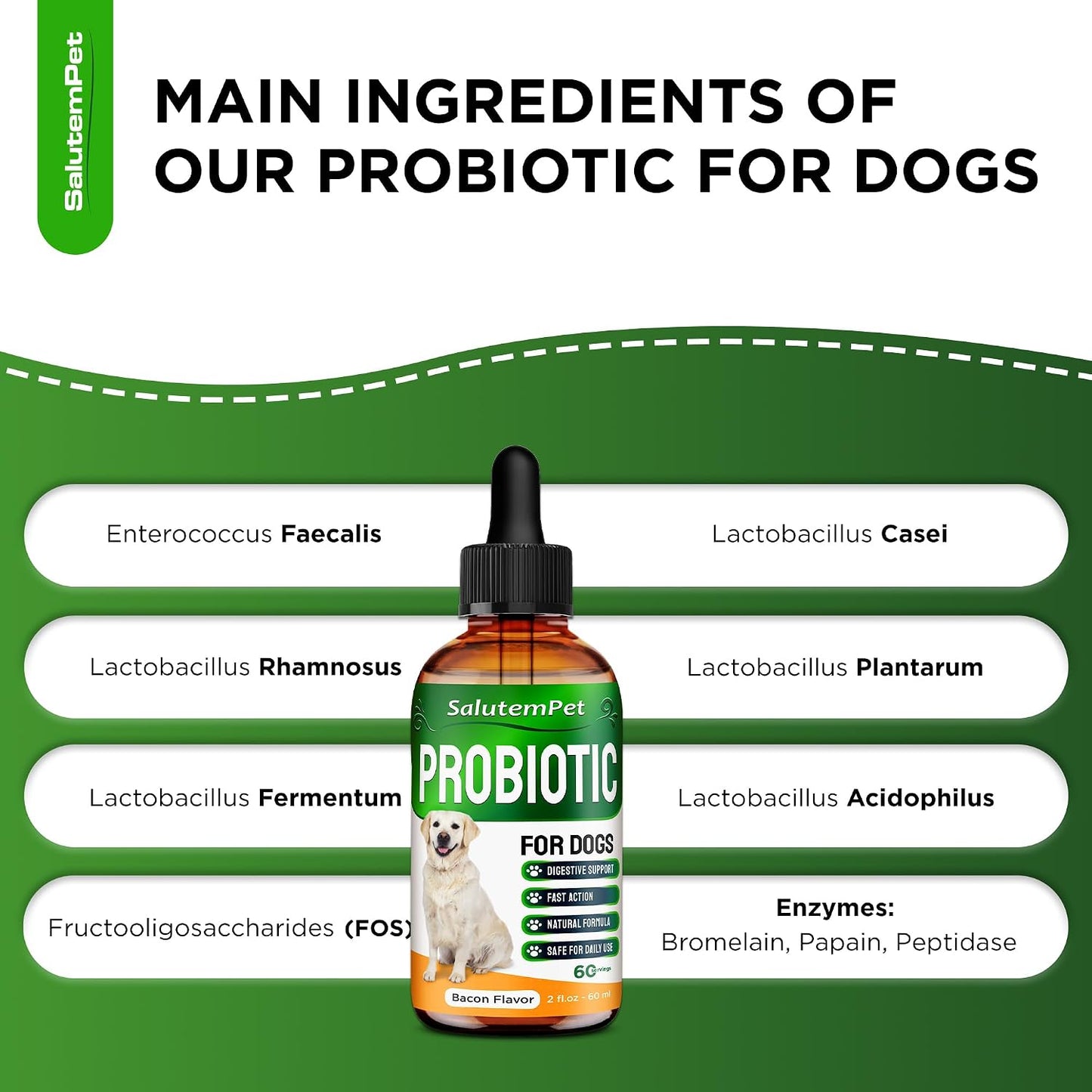 Probiotics for Dogs - Liquid Probiotics with Prebiotics & Digestive Enzymes - Gut Flora Support - Bacon Flavour - 59 ml - görsel 3
