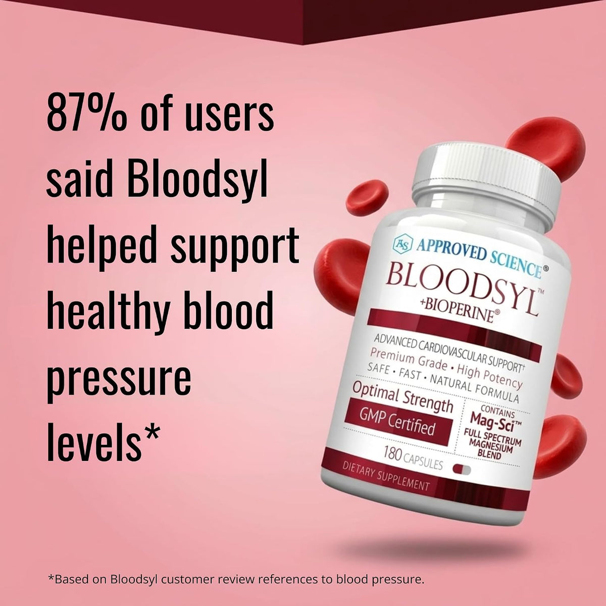 Approved Science Bloodsyl - Blood Pressure Support Supplement - Supports Blood Pressure Levels Already Within Normal Range - Hawthorn Berry, Garlic, Magnesium and Hibiscus Capsules - Vegan - 180 Capsules, 3 Months - görsel 2