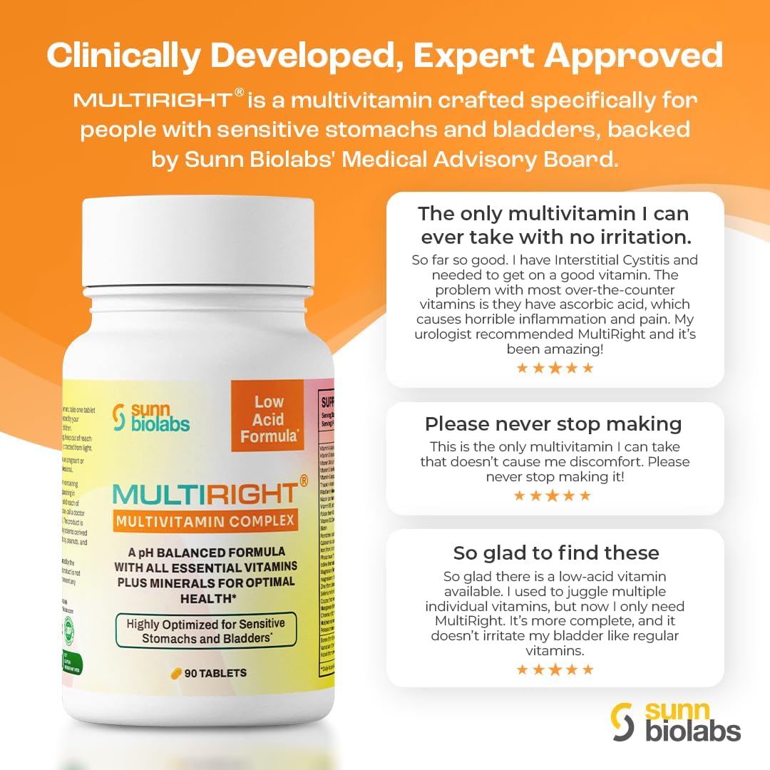 MULTIRIGHT Low Acid Multivitamin for Sensitive Stomachs and Bladders - 180 Tablets - görsel 4