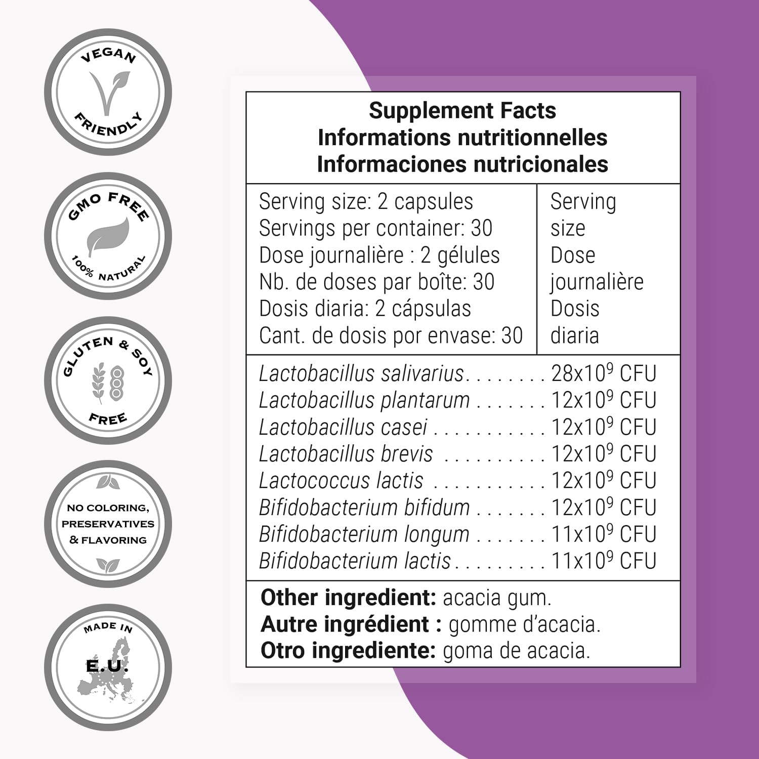 Supersmart Lactoxira - High-Potency 8-in-1 Probiotic Complex - Advanced Formula for Women & Men - 60 DR Capsules - görsel 4