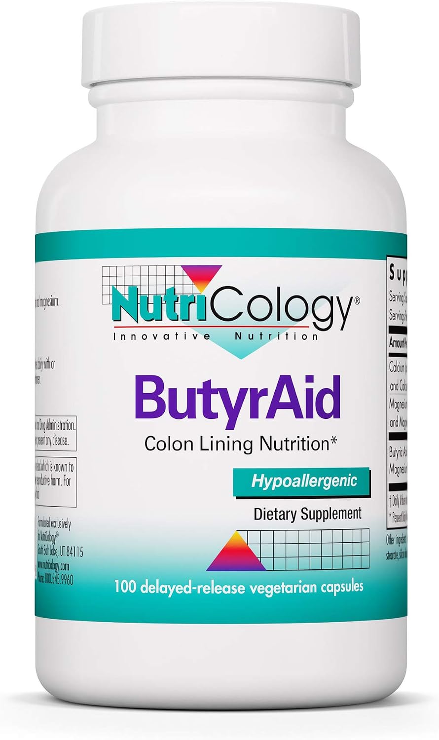 NutriCology ButyrAid - Colon Lining Nutrition - 100 Delayed-Release Capsules - görsel 1