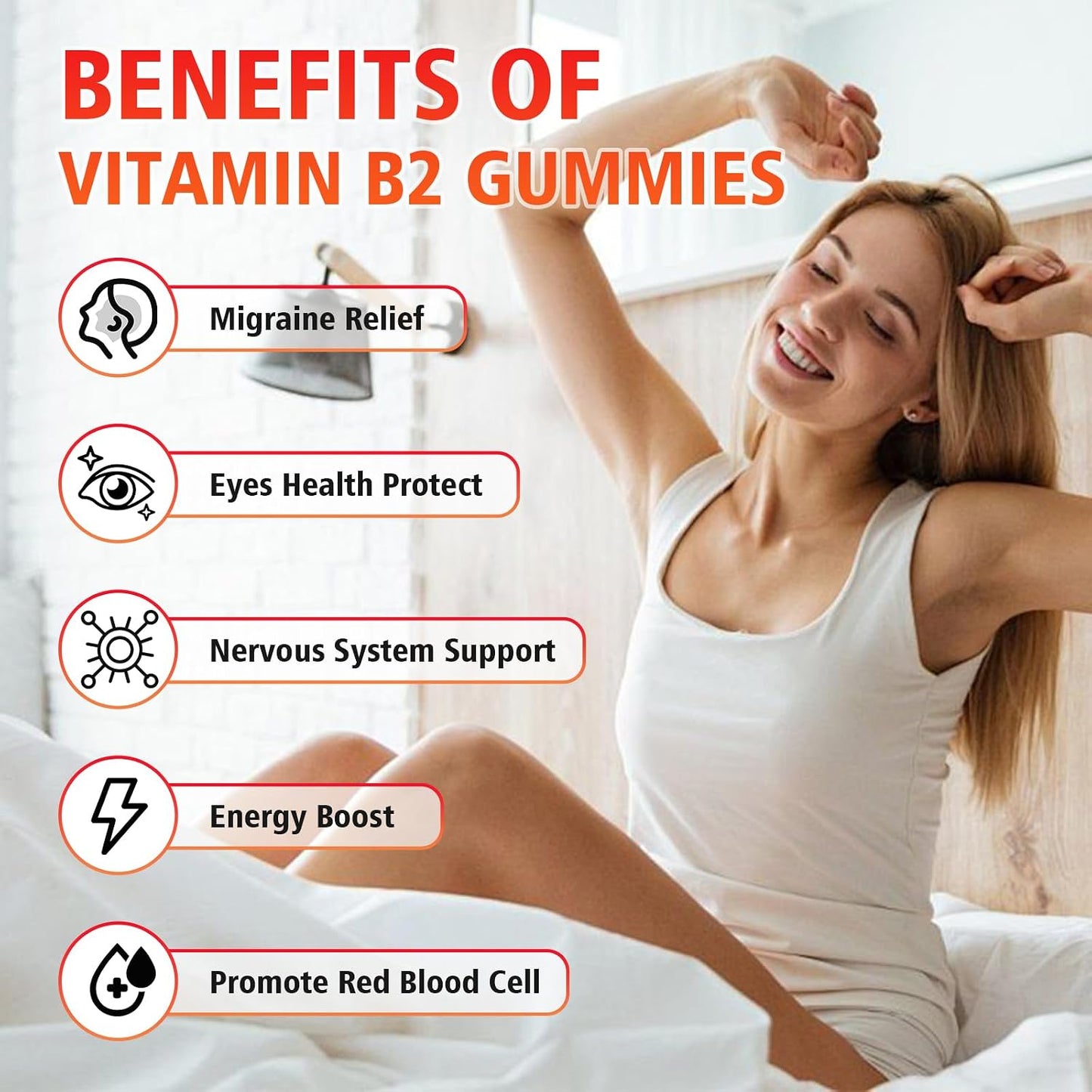 GrnLife Vitamin B2 Gummies – Riboflavin 400mg with Magnesium – Strawberry Flavour (60 Count) - görsel 3