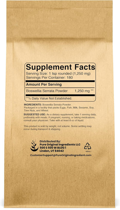 PURE ORIGINAL INGREDIENTS Boswellia Serrata Extract (227g) Herbal Supplement Powder, Non-GMO