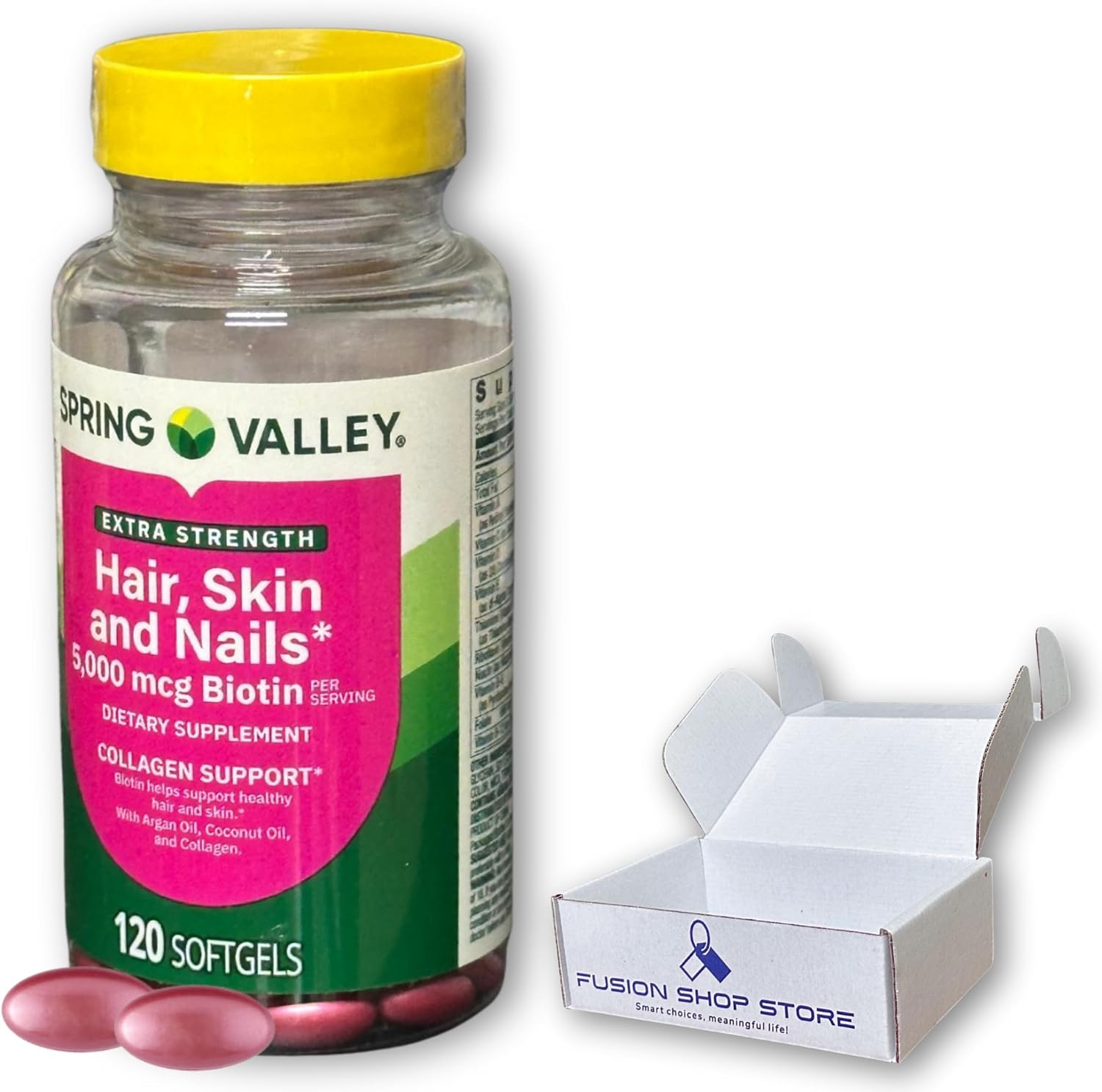 Biotin Soft gel capsules Extra Strength 5,000 mcg - for Hair, Skin & Nails, 120 Soft gel capsules - görsel 1