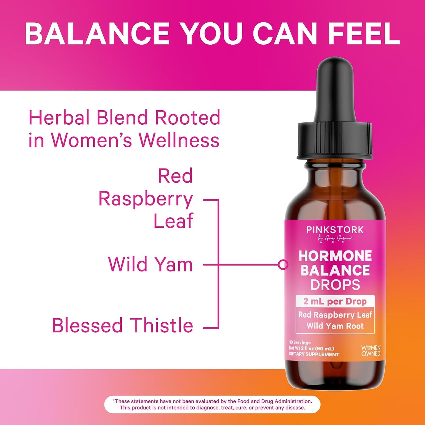 Pink Stork Hormone Balance Drops for Women – 2oz (60ml), 30 Servings - görsel 2