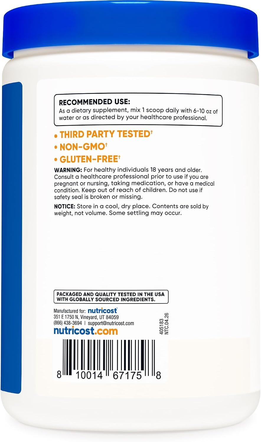 Nutricost Inositol Powder - 1LB (454g) - Gluten-free, Non-GMO - görsel 5