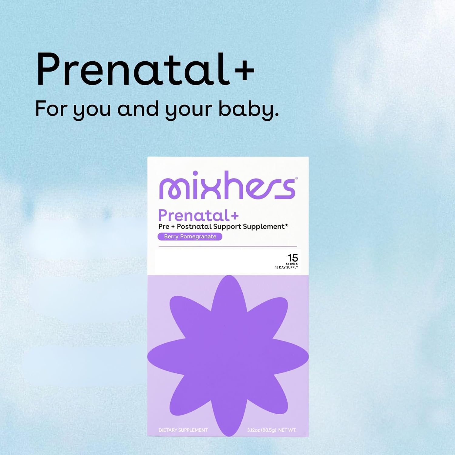 MIXHERS Prenatal+ Pre & Postnatal Vitamins Drink Mix, Berry Pomegranate, 15 Stick Packets - görsel 3