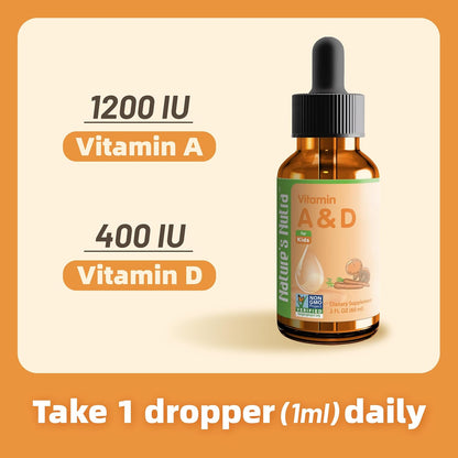 Nature's Nutra Vitamin A&D, Premium Liquid Vitamin A and D for Baby, Infants, Kids and Children, Non-GMO, Kosher, 60ml