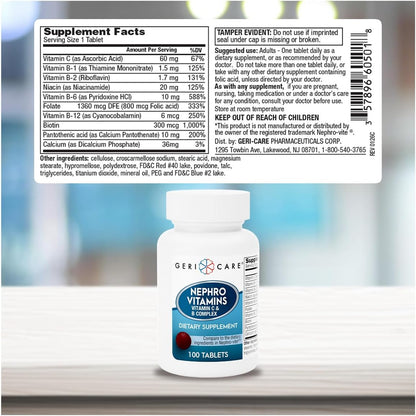 GeriCare Nephro Vitamin C & B Complex Tablets – 200 Tablets (Pack of 2)