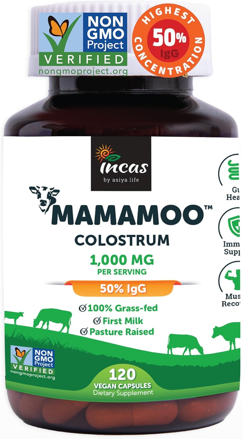 MamaMoo Colostrum Powder - Grass Fed, Non-GMO Verified, >50% IgG (120 Capsules) - görsel 1