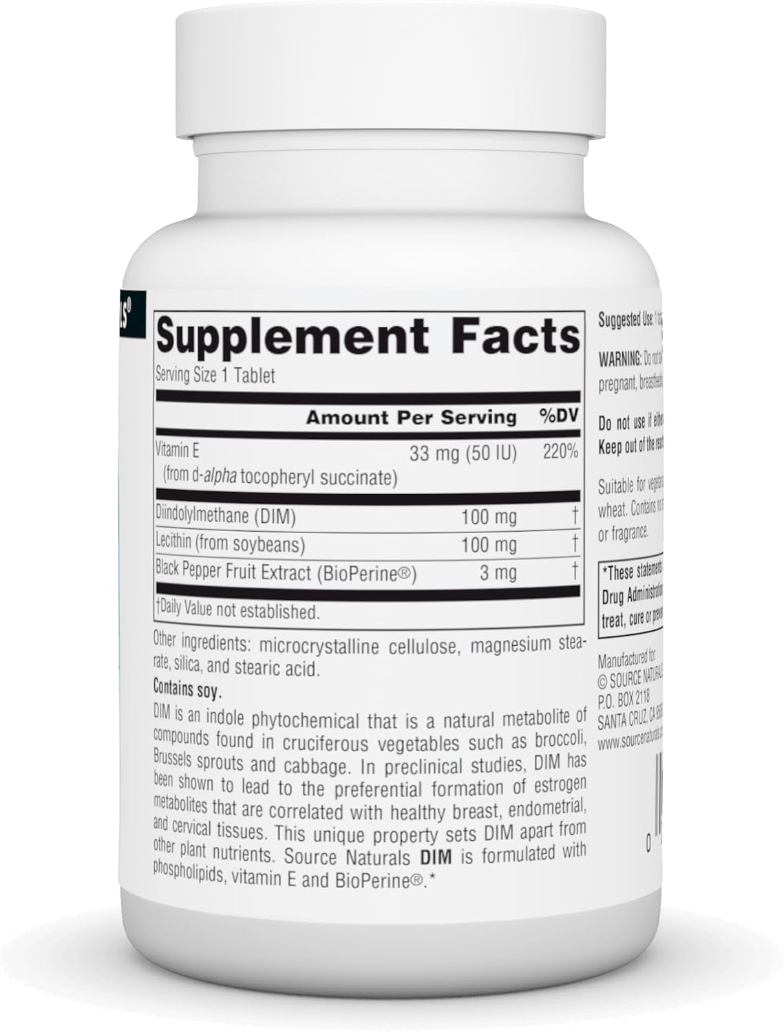 Source Naturals DIM, Diindolylmethane, 100mg - 30 Tablets - görsel 2