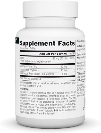 Source Naturals DIM, Diindolylmethane, 100mg - 30 Tablets