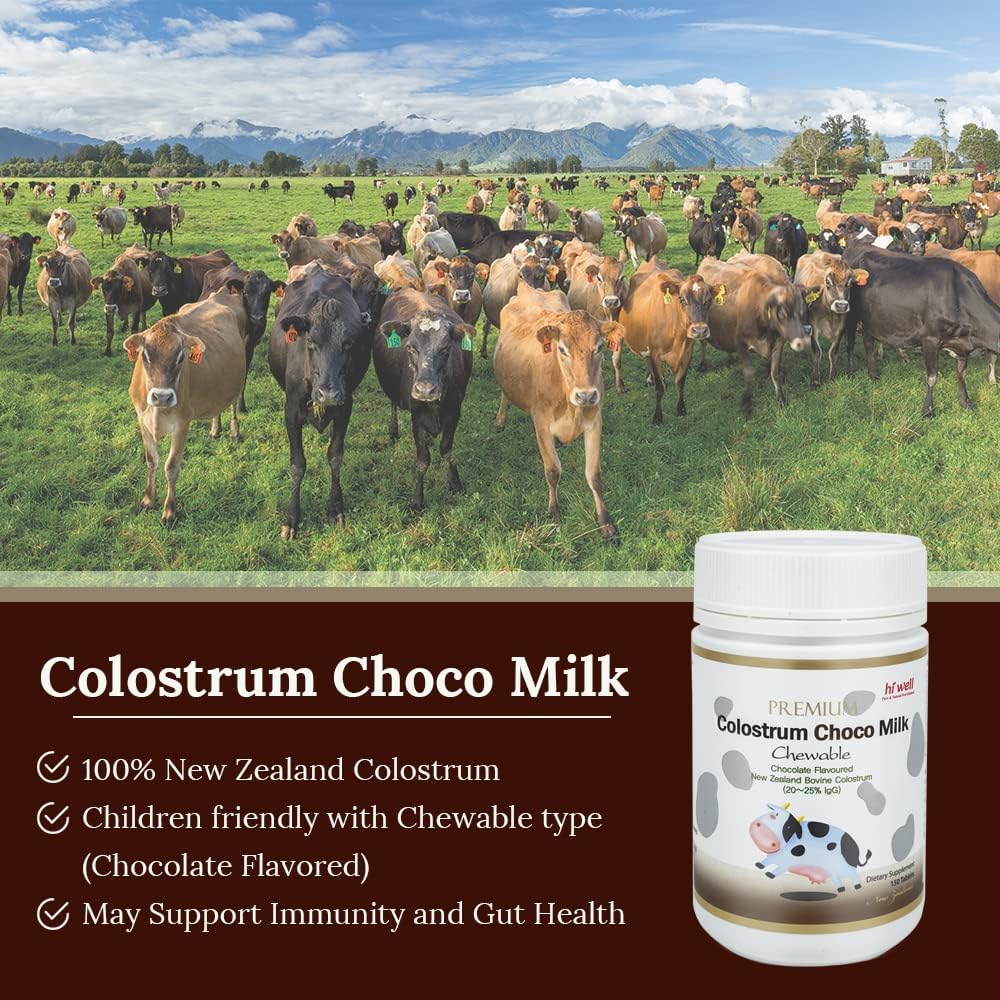 (Pack of 3) Hi Well Premium Grass-Fed Colostrum Choco 150 Tablets - görsel 3