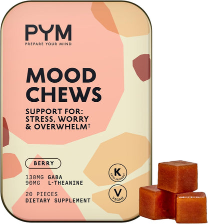 PYM Citrus Mood Chews - Stress Support Supplement with GABA & L-Theanine, 20 Chews