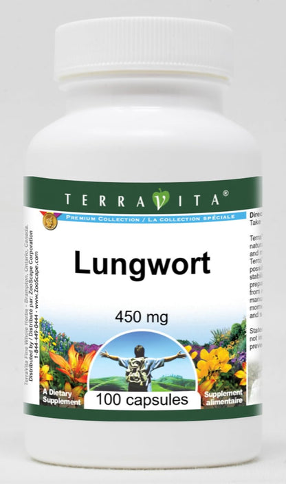Lungwort 450 mg, 100 Capsules (Pack of 3) by Terravita