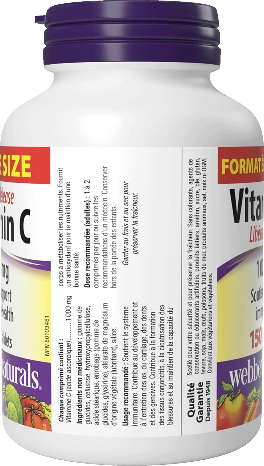 Webber Naturals Vitamin C Timed Release 1000 mg, 150 Tablets - görsel 9