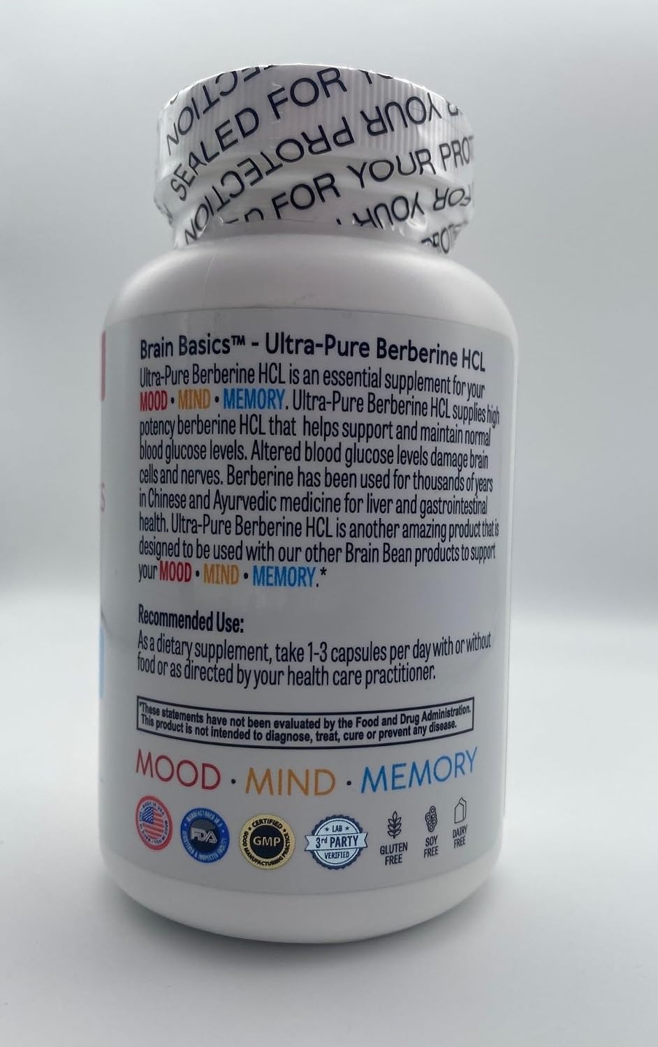Brain Bean Ultra-Pure Berberine HCL 500mg Supplement for Brain Health – 120 Vegan Capsules - görsel 4