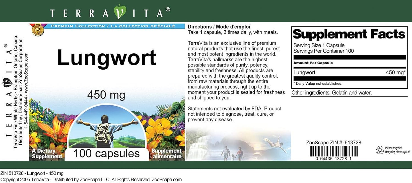 Lungwort - 450 mg (100 Capsules) - görsel 4