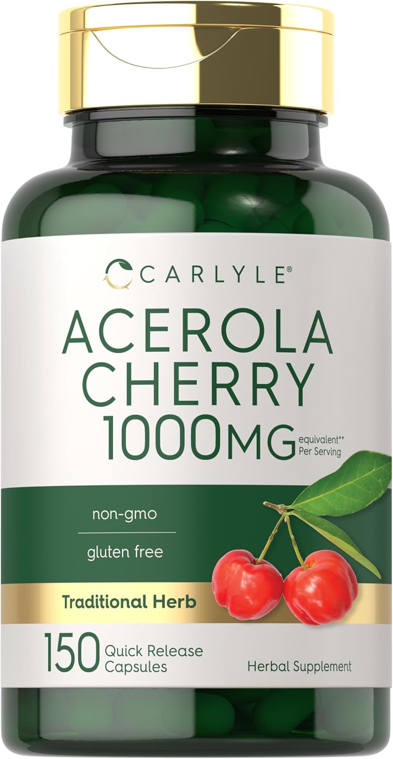 Carlyle Acerola Cherry Capsules | 150 Count | Non-GMO & Gluten-free Extract | Acerola Berry - görsel 1
