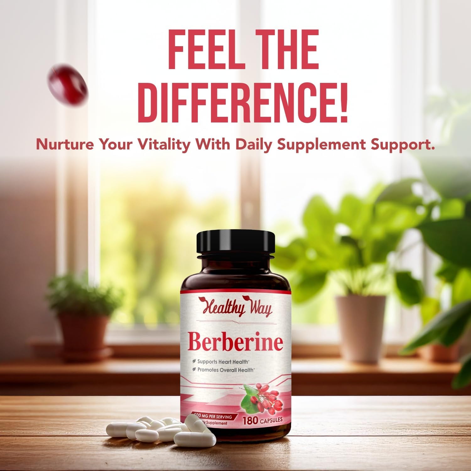High Strength Berberine 500mg with Quercetin - Once Daily Antioxidant Supplement - Vegan, Made in USA (180 Capsules) - görsel 5